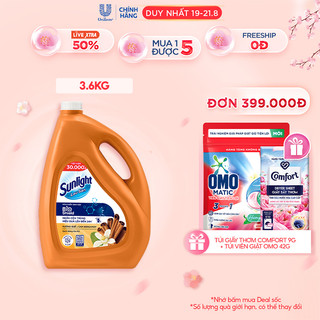 Nước lau sàn Cao Cấp Sunlight Tinh dầu Thảo mộc Ngăn côn trùng Chanh & Sả | Quế & Cam | Tre & Lô hội - Chai 3.6 KG