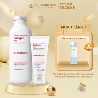 Dầu gội giảm rụng tóc, hỗ trợ mọc tóc và giảm gàu Dr.FORHAIR Folligen Plus chai 500ml x tuýp 100ml