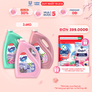 Nước Lau Sàn Sunlight Tinh Dầu Thảo Mộc Sạch Bóng | Chai 3.6 KG | Hoa Hạ - Bạc Hà | Lily - Hương Thảo | Hoa Lavender