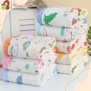Khăn tắm aden 6 lớp vải xô nhăn có viền mềm mại cho bé