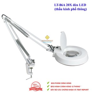 (Bảo hành 12 tháng) Kính lúp kẹp bàn LT-86A 20X đèn LED (thấu kính phổ thông)