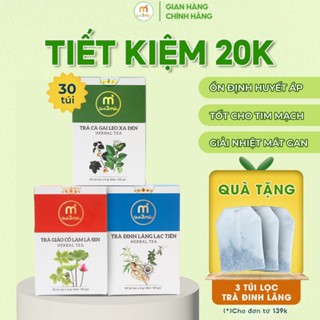 Combo 3 hộp Trà Cà Gai Leo Xạ Đen, Trà Giảo Cổ Lam Lá Sen và Trà Đinh Lăng Lạc Tiên hộp 30 túi lọc