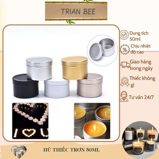 Hộp thiếc 50ml, nhôm không gỉ, chịu nhiệt tốt - cốc đựng nến Trian Bee