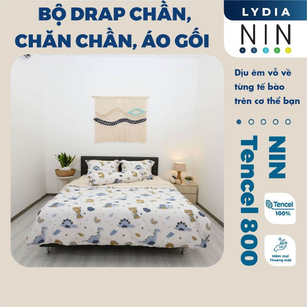 Bộ 6 món drap CHẦN, áo gối kèm mền NIN Tencel 800 - Lydia