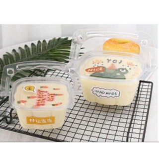  Hộp nhựa vuông đựng bánh Mousse có quai xách  10 cái  
