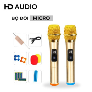  Micro Karaoke VHF Không Dây Bộ 2 Micro Không Dây Chống Nhiễu Sóng Chống Hú Rít Cực Tốt Hút Âm Tốt Cho Độ Nhạy Cao 