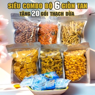  Siêu COMBO Bộ 6 Giòn Tan - 6 Món Đồ Ăn Vặt Tặng 20 Gói Thạch Dừa Hấp Dẫn - Ăn Là Ghiền 