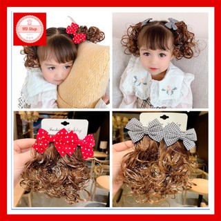 Tóc giả cho bé ❤️FREESHIP❤️ Kẹp tóc giả cho bé có nơ kẹp tóc 2 bên cực dễ thương