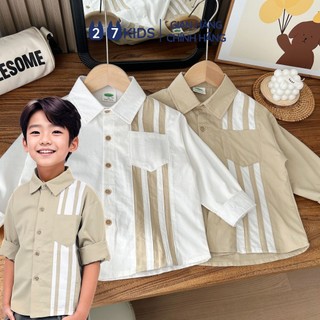 Áo sơ mi bé trai dài tay 27Kids KACADY cổ bẻ đi học nam cho trẻ từ 4-12 tuổi BLSH11