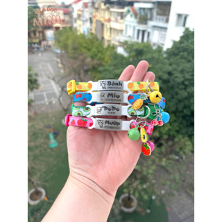 (Có Sẵn) Vòng cổ vải hoạ tiết hoa quả khắc tên theo yêu cầu cho chó mèo, thú cưng tặng chuông