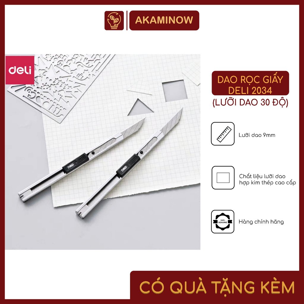 Dao Rọc Giấy Deli 2034 (Lưỡi Dao 30 Độ)