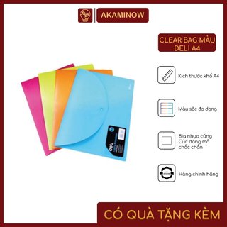 Túi clear bag nhiều màu khổ A4 Deli hàng công ty loại to dày đẹp cực bền