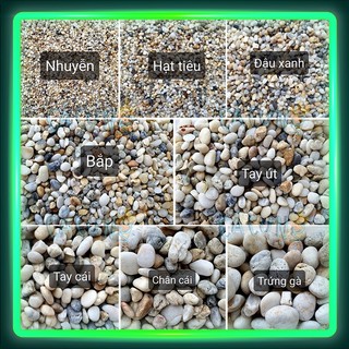 Sỏi suối 3 màu trang trí hồ cá, chậu cây cảnh | Sỏi Hà Nội (Túi 1kg) nhiều size (Hàng Công Ty)