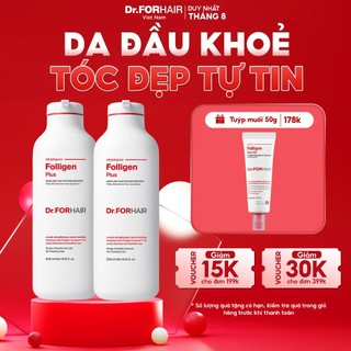 Bộ 2 chai dầu gội giảm rụng tóc và hỗ trợ mọc tóc Dr.FORHAIR Folligen Plus Shampoo 500ml/chai