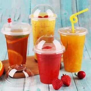 Sỉ 50 cốc nhựa nắp cầu nắp phẳng cứng cáp 400ml 500ml trà chanh trà sữa ly nhựa dùng một lần mang đi take away nhựa PET