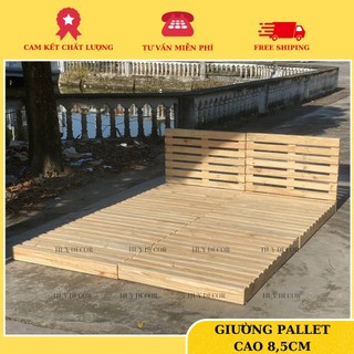 giường pallet gỗ thông cao từ 8,5 cm/ Huy decor