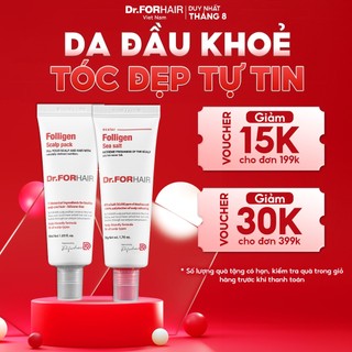 Bộ muối tẩy tế bào chết da đầu và dầu xả dưỡng tóc Dr.FORHAIR Folligen Scalp Pack 50ml và Sea Salt Scaler 50g