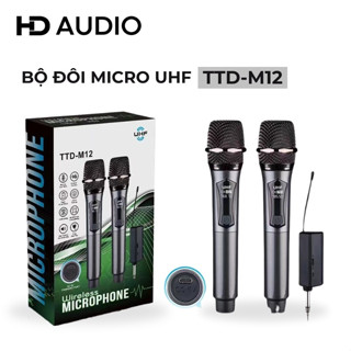  Bộ micro không dây TTD-M12 Chống hú bắt sóng xa hút âm cực tốt chất tiếng sáng bộ micro không dây dùng cho amply 