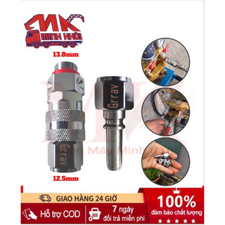 Khớp Nối Nhanh Tự Động Chống Xoắn Dây 1/4 Ren 14 Chất Liệu inox Cho Máy Rửa Xe, Máy Phun Thuốc, Máy Bơm