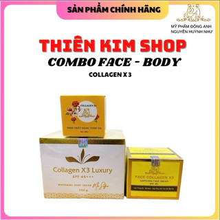 Combo Kem Body Collagen X3 Luxury + Kem Face + Kích trắng da Mỹ phẩm Đông Anh Colagen X3
