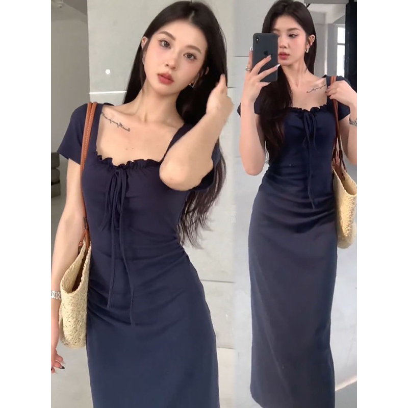 Đầm Body Nữ Tay Ngắn Cổ Vuông, Đầm Nữ Dáng Dài luluta Dress ( có bigsize) Có Sẵn-Giao Ngay | BigBuy360 - bigbuy360.vn