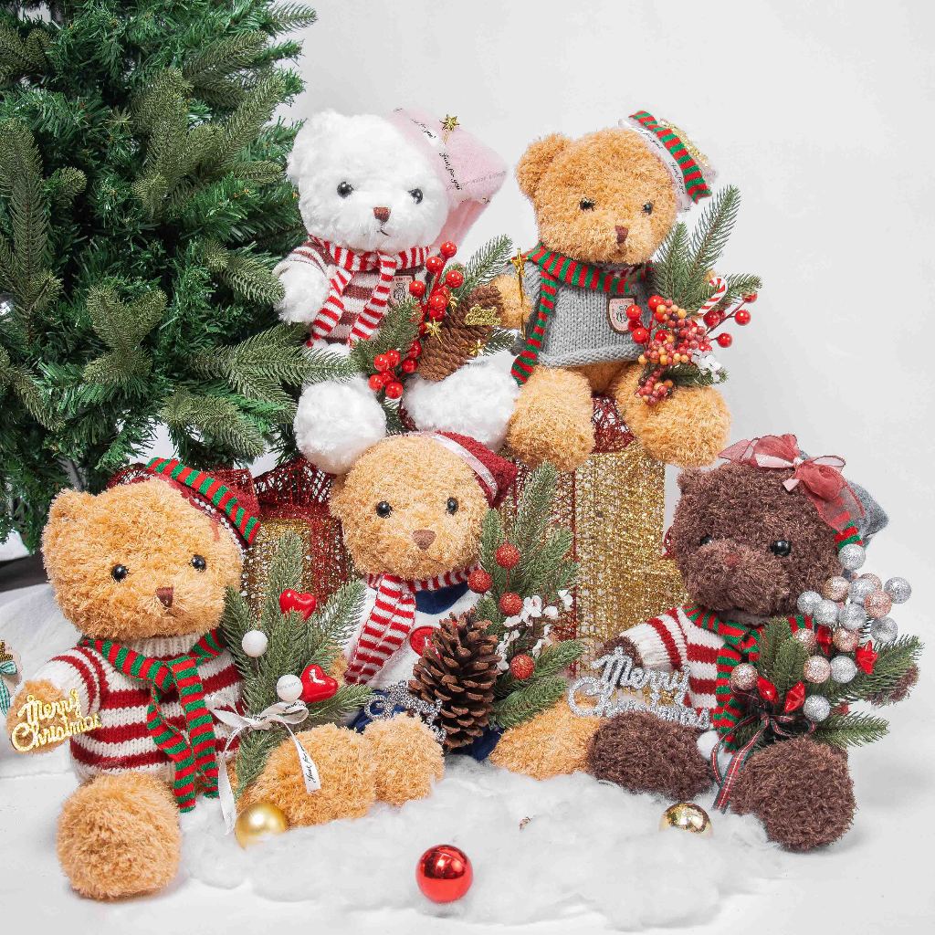 Gấu Ngồi Trang Trí Noel DB09 Phụ Kiện Trang Trí Giáng Sinh