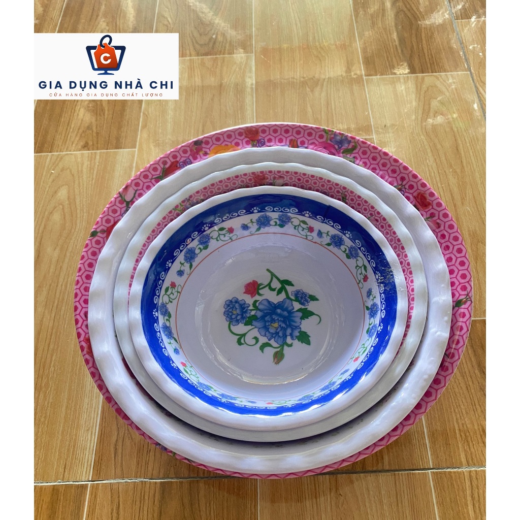 Tô nhựa melamine, tô bèo cạn, tô cạn lòng Melamine, combo 5 cái kích thước 15cm 18cm 21cm 23cm
