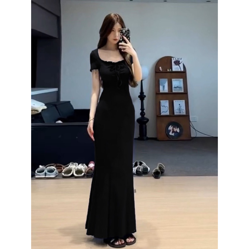 Đầm Body Nữ Tay Ngắn Cổ Vuông, Đầm Nữ Dáng Dài luluta Dress ( có bigsize) Có Sẵn-Giao Ngay | BigBuy360 - bigbuy360.vn