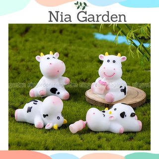 Phụ kiện bò sữa baby trang trí tiểu cảnh terrarium chậu cây decor bàn học bể cá Nia Garden N5