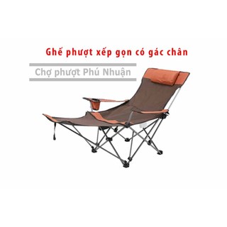Ghế bố dài có gác chân xếp gọn du lịch cắm trại câu cá
