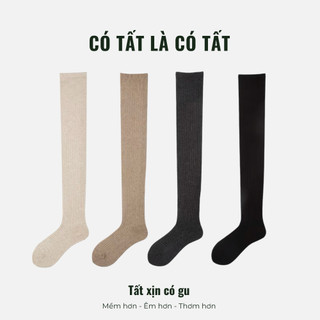 Tất Dài Qua Gối Có Tất Là Có Tất cho nữ chất cotton đanh mịn, viền ôm chân chống tụt và giúp thon chân