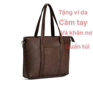  Túi kẹp nách nữ công sở vừa A4 tặng kèm ví da cầm tay và khăn quấn túi 