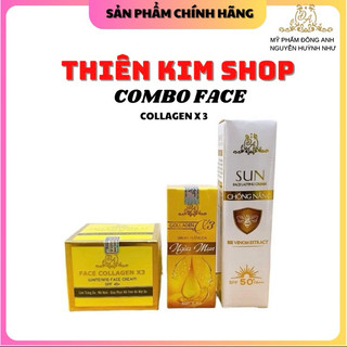 Combo Kem Face Collagen X3 + Serum Mụn Colagen X3 + Kem Chống Nắng Mỹ Phẩm Đông Anh