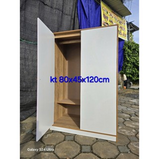 Tủ quần áo gỗ  Nâu Cánh Trắng kt 80x45x120cm