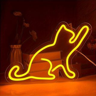Đèn led neon hình con mèo vàng cực xinh, kích thước 30cm
