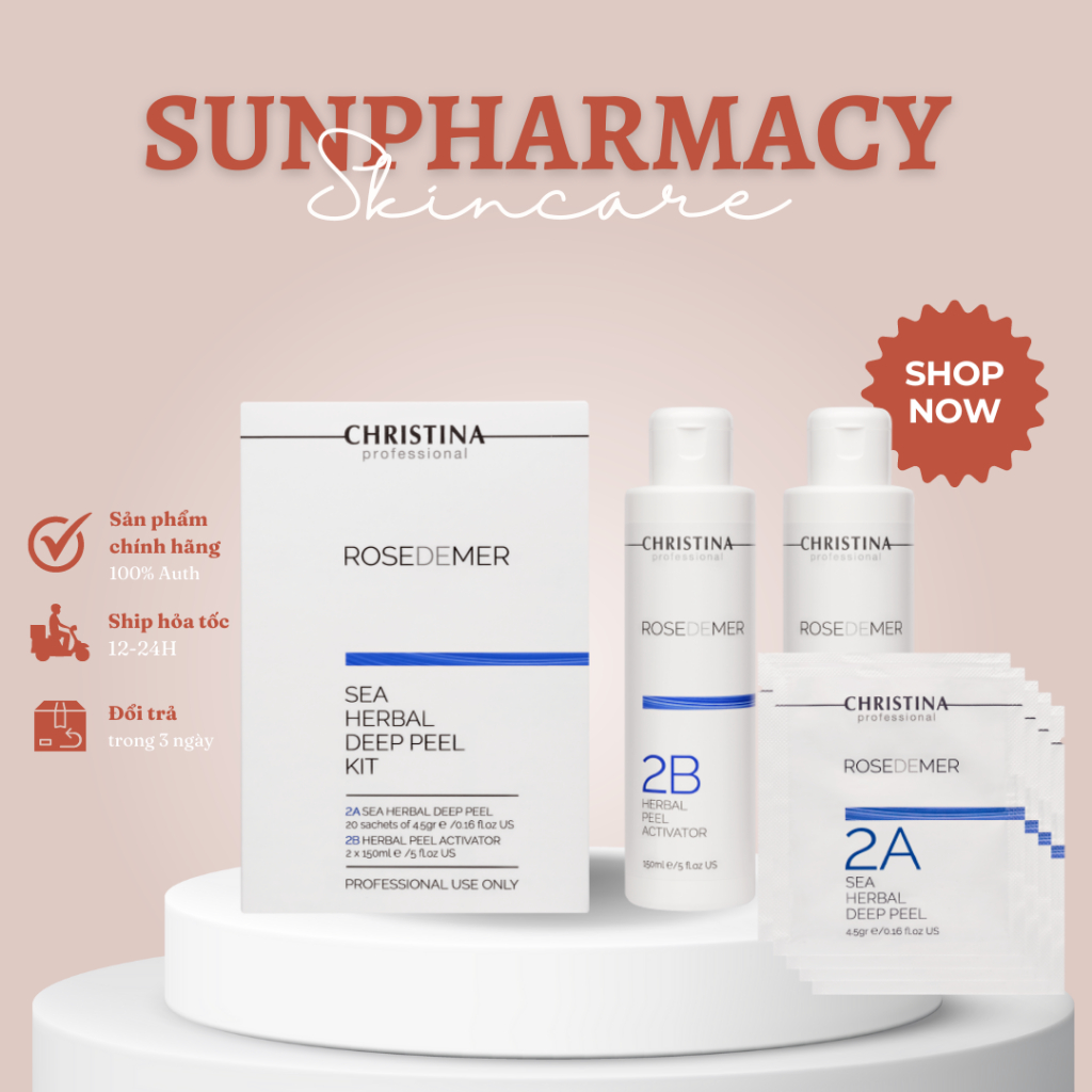 Bộ Peel Da Christina Rose De Mer Sea Herbal Deep Peel Kit 2A 2B Giảm Thâm Mụn Mặt Body