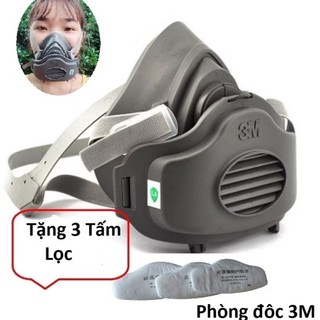 Bộ mặt nạ phòng độc hóa chất,khẩu trang chống bụi mịn 3m 3200 có tặng lọc dự phòng