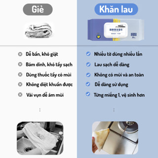 Khăn ướt lau bếp đa năng gói 80 tờ, Khăn giấy ướt lau bếp giúp loại bỏ dầu mỡ, khăn ướt đa năng siêu