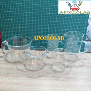 Cốc ly thủy tinh chịu nhiệt chia vạch đo lường CÓ QUAI CẦM