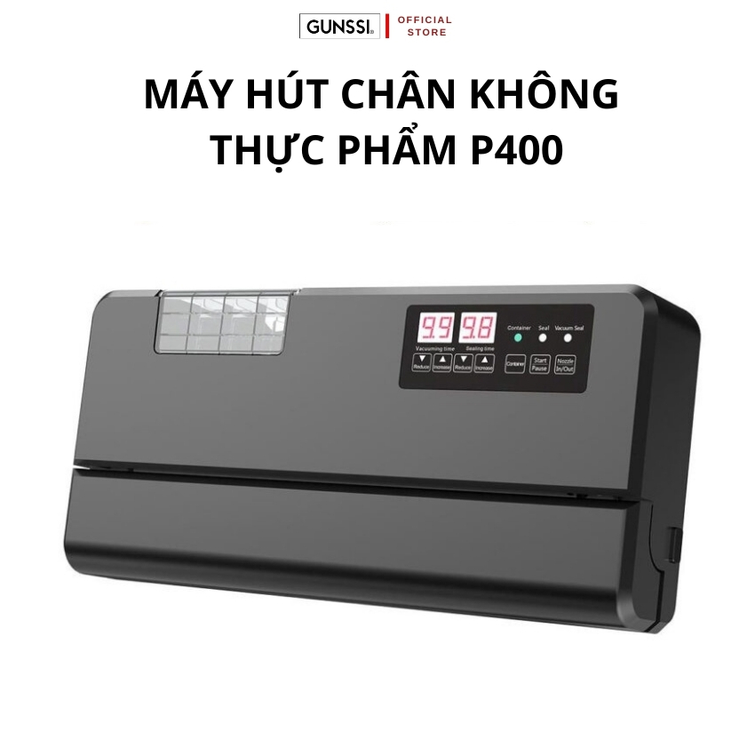 Máy hút chân không thực phẩm công nghiệp P400 Máy Gunssi, Đường Hàn 40cm, Mối Hàn 8mm, Có Thổi Phồng