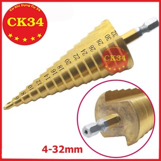 Mũi khoan tháp 4 -32 mm chuôi lục giácc chuyên khoan sắt thép