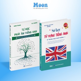 Combo 2 sách tự học phát âm và từ vựng tiếng anh theo chủ đề, sổ tay luyện thi tiếng anh moonbook