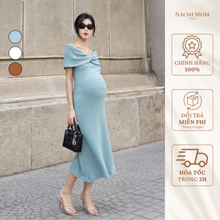 Đầm bầu sachimom - váy bầu ôm body len dệt kim tessa dress