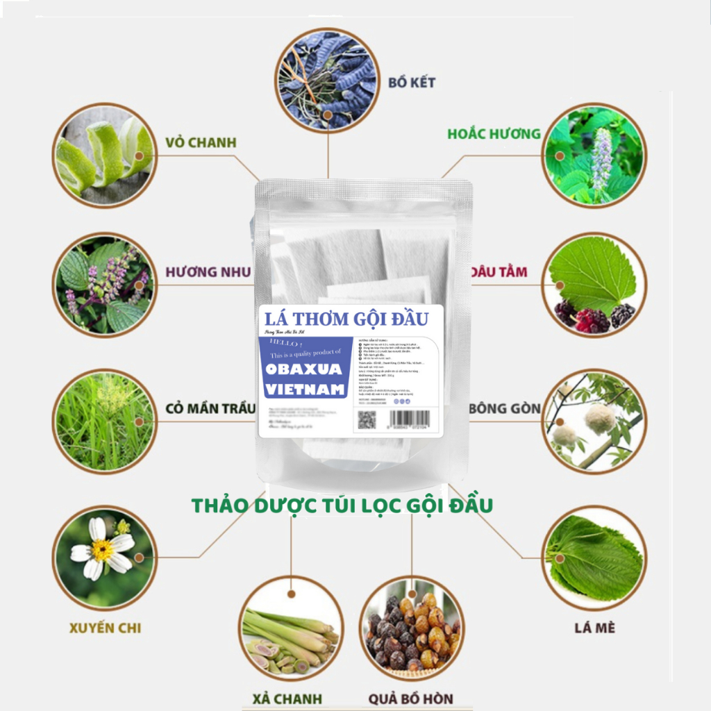 Dầu Gội Bồ Kết Thảo Dược Túi Lọc Obaxua - Giúp Phục Hồi Ngăn Gầu Chống Rụng Kích Mọc Tóc Gội Đầu Dưỡng Sinh Spa | BigBuy360 - bigbuy360.vn