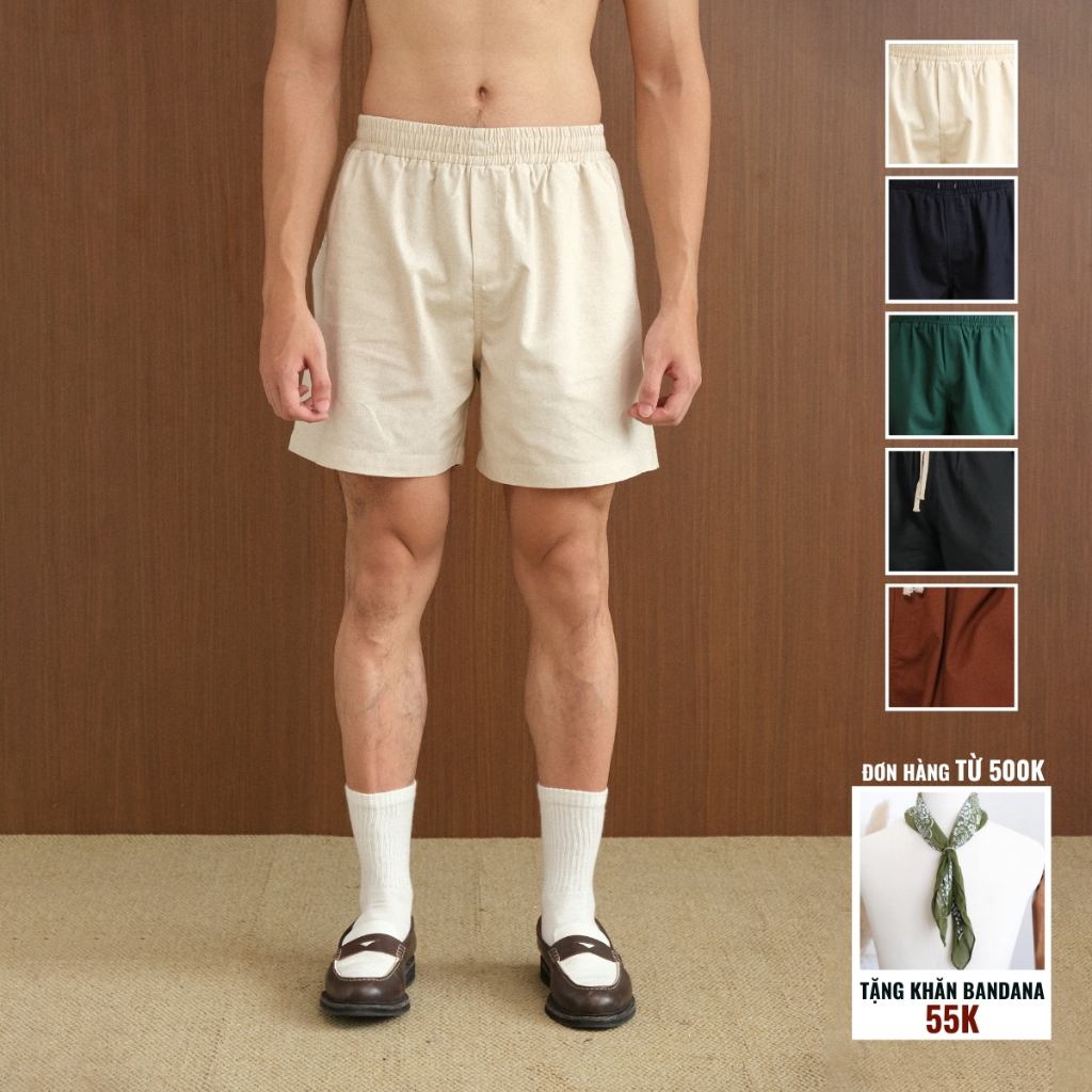 Quần shorts đùi nam vải linen form relax phong cách tối giản - Nomad Linen Shorts B Brown