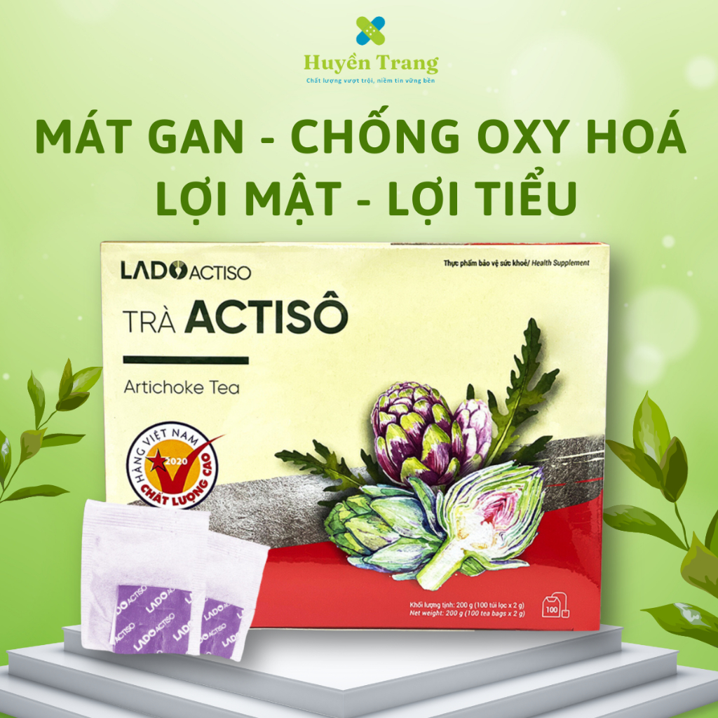 Trà Atiso Ladophar Hộp 100 Túi Lọc - thải độc gan, lợi tiểu, mát gan