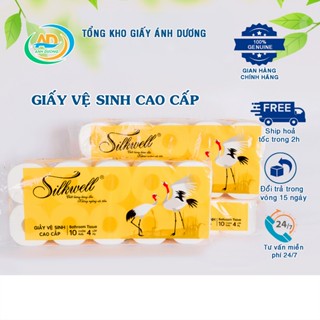 Giấy Vệ Sinh Silkwell Sếu Vàng 4 Lớp – Siêu Mềm An Toàn Cho Gia Đình Chuẩn Chất Lượng Việt 