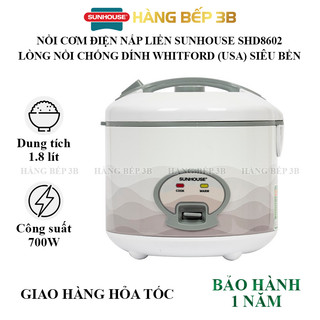 Nồi cơm điện Sunhouse 1.8 lít SHD8602 - Hàng chính hãng, bảo hành tại hãng 12 tháng toàn quốc