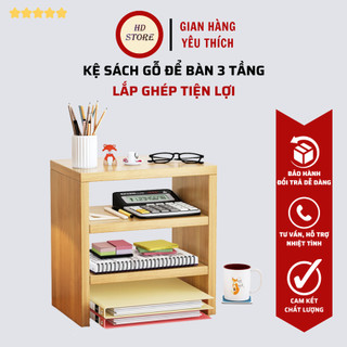 ⭐⭐⭐ KỆ SÁCH ĐỂ BÀN 3 TẦNG ☄️☄️☄️ LẮP GHÉP- MÀU VÂN GỖ