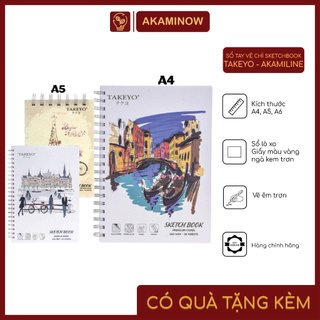 Sổ tay vẽ chì - Sketchbook Takeyo - Akamiline - Giấy kem trơn 160gsm 180gsm